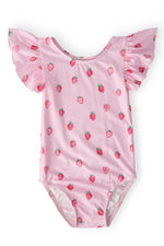 Mila & Rose ® Sweet Strawberries S/S Flutter Sleeve Leotard - 