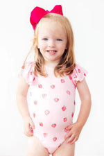 Mila & Rose ® Sweet Strawberries S/S Flutter Sleeve Leotard - 