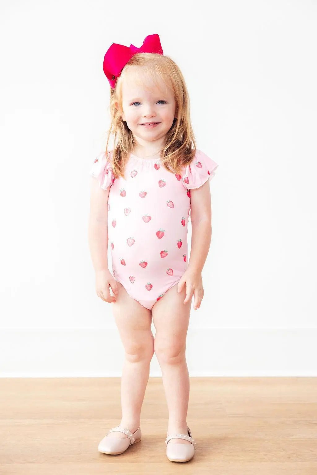 Mila & Rose ® Sweet Strawberries S/S Flutter Sleeve Leotard - 