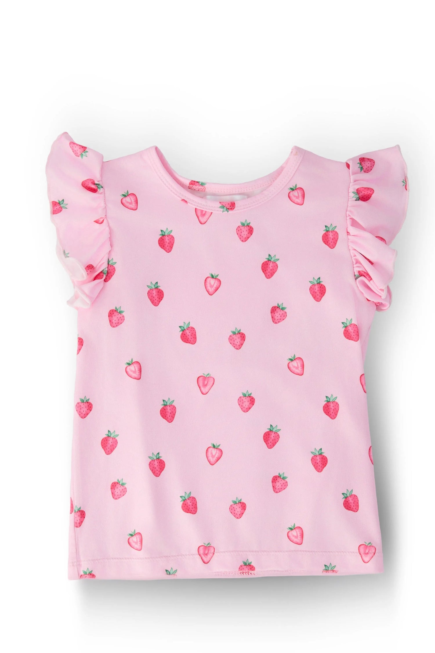 Sweet Strawberries S/S Ruffle Tee - Pink, Baby & Toddler Clothing, Top | Everetts Place
