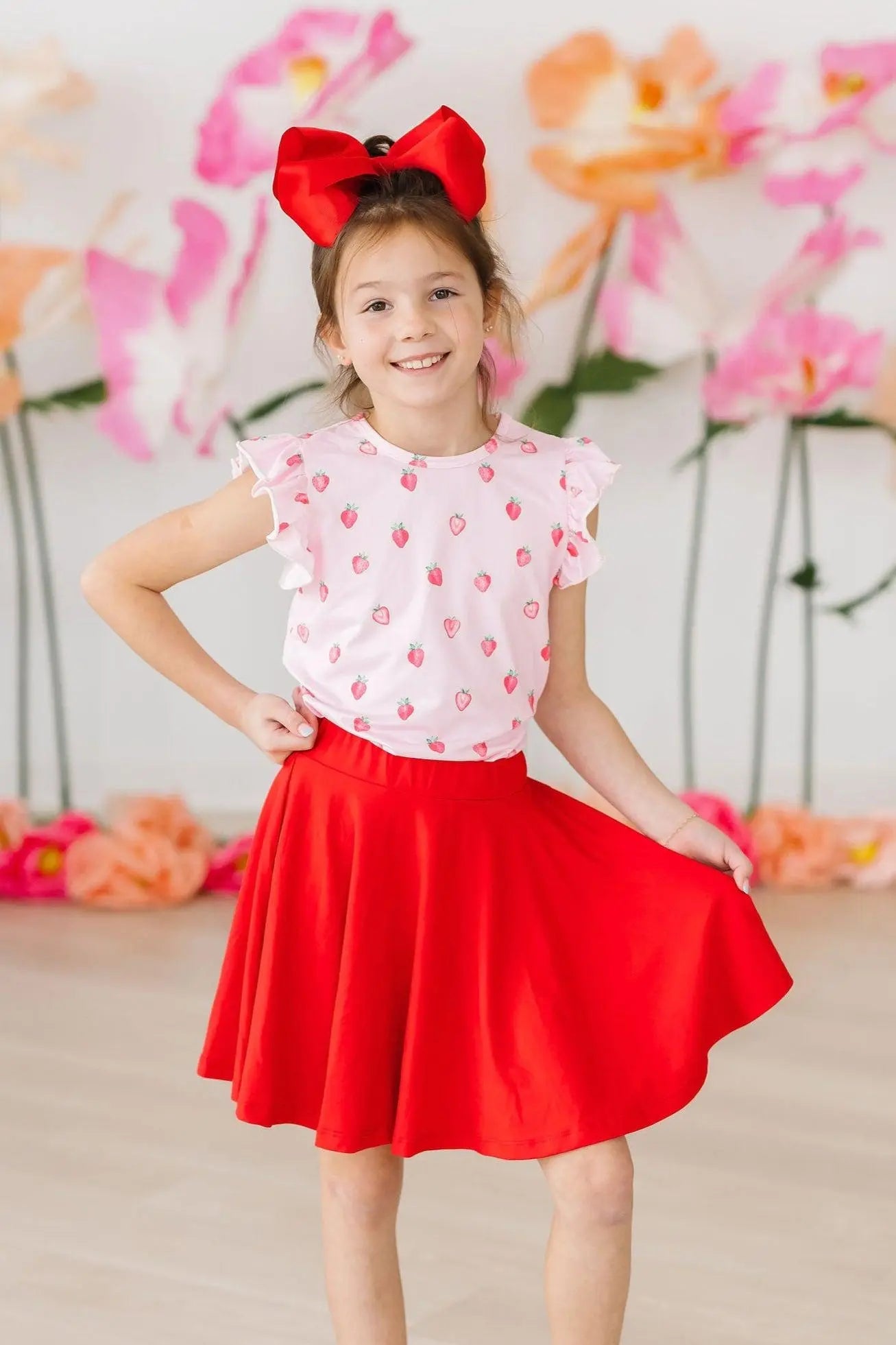 Mila & Rose ® Sweet Strawberries S/S Ruffle Tee - 