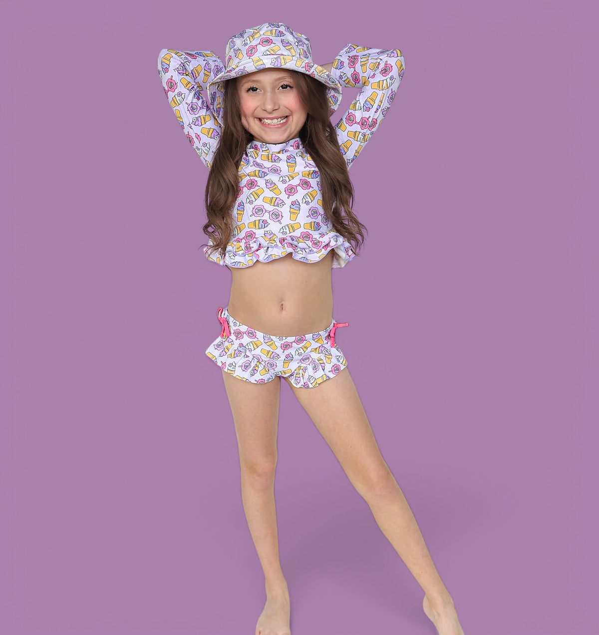 DREAM BIG LITTLE CO SWEET SUMMER DREAM RASH GUARD RUFFLE TWO - PIECE SWIM SUITEveretts Place