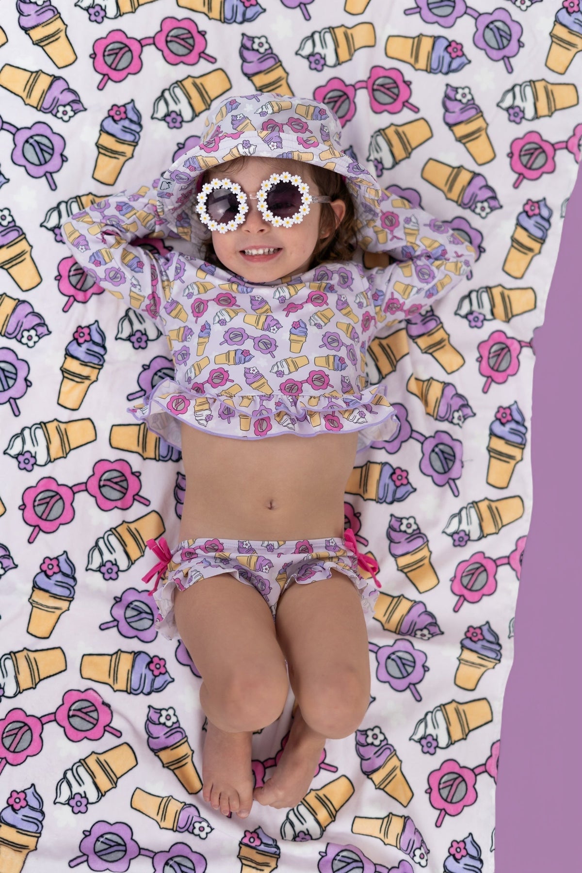 DREAM BIG LITTLE CO SWEET SUMMER DREAM RASH GUARD RUFFLE TWO - PIECE SWIM SUITEveretts Place