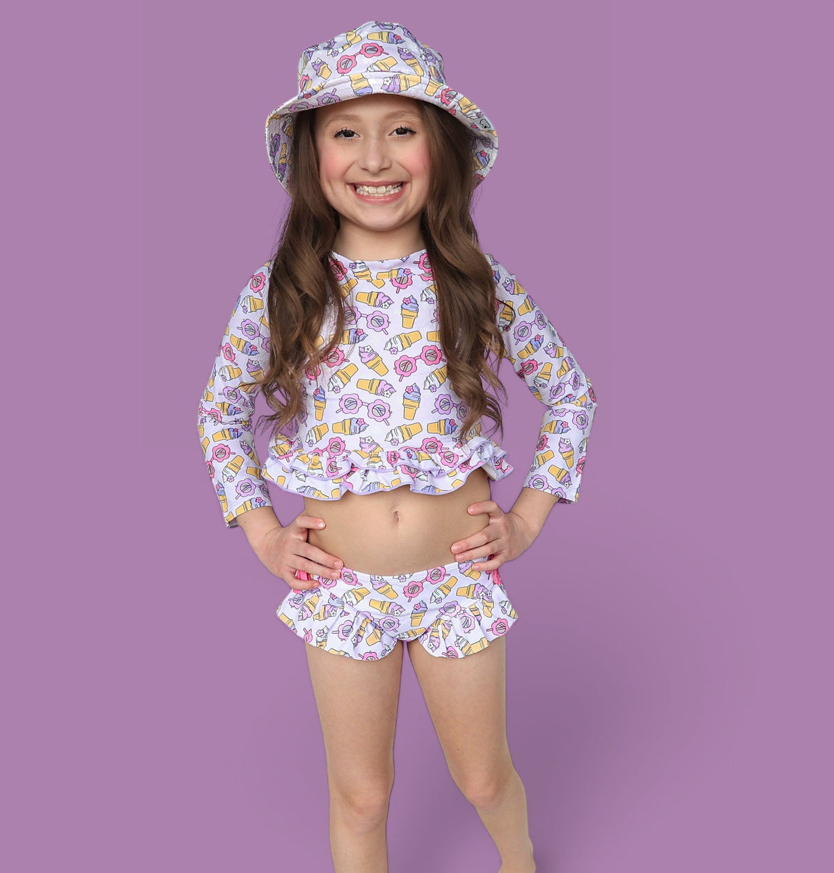 DREAM BIG LITTLE CO SWEET SUMMER DREAM RASH GUARD RUFFLE TWO - PIECE SWIM SUITEveretts Place