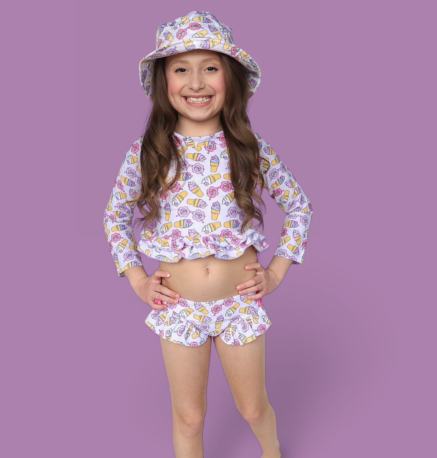 DREAM BIG LITTLE CO SWEET SUMMER DREAM RASH GUARD RUFFLE TWO - PIECE SWIM SUITEveretts Place