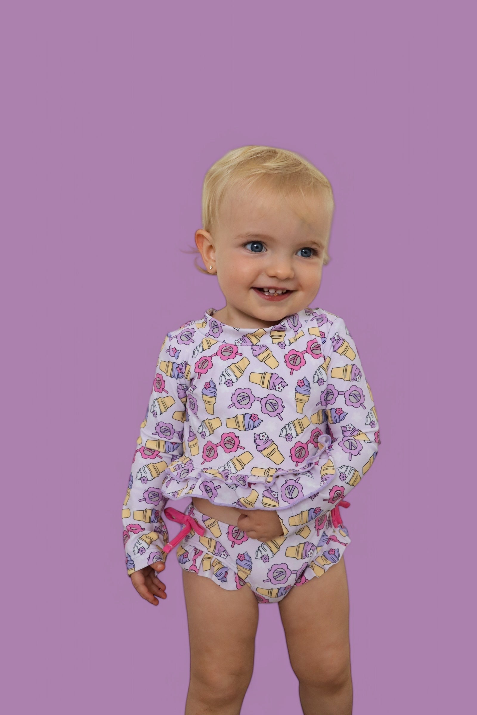 DREAM BIG LITTLE CO SWEET SUMMER DREAM RASH GUARD RUFFLE TWO - PIECE SWIM SUITEveretts Place