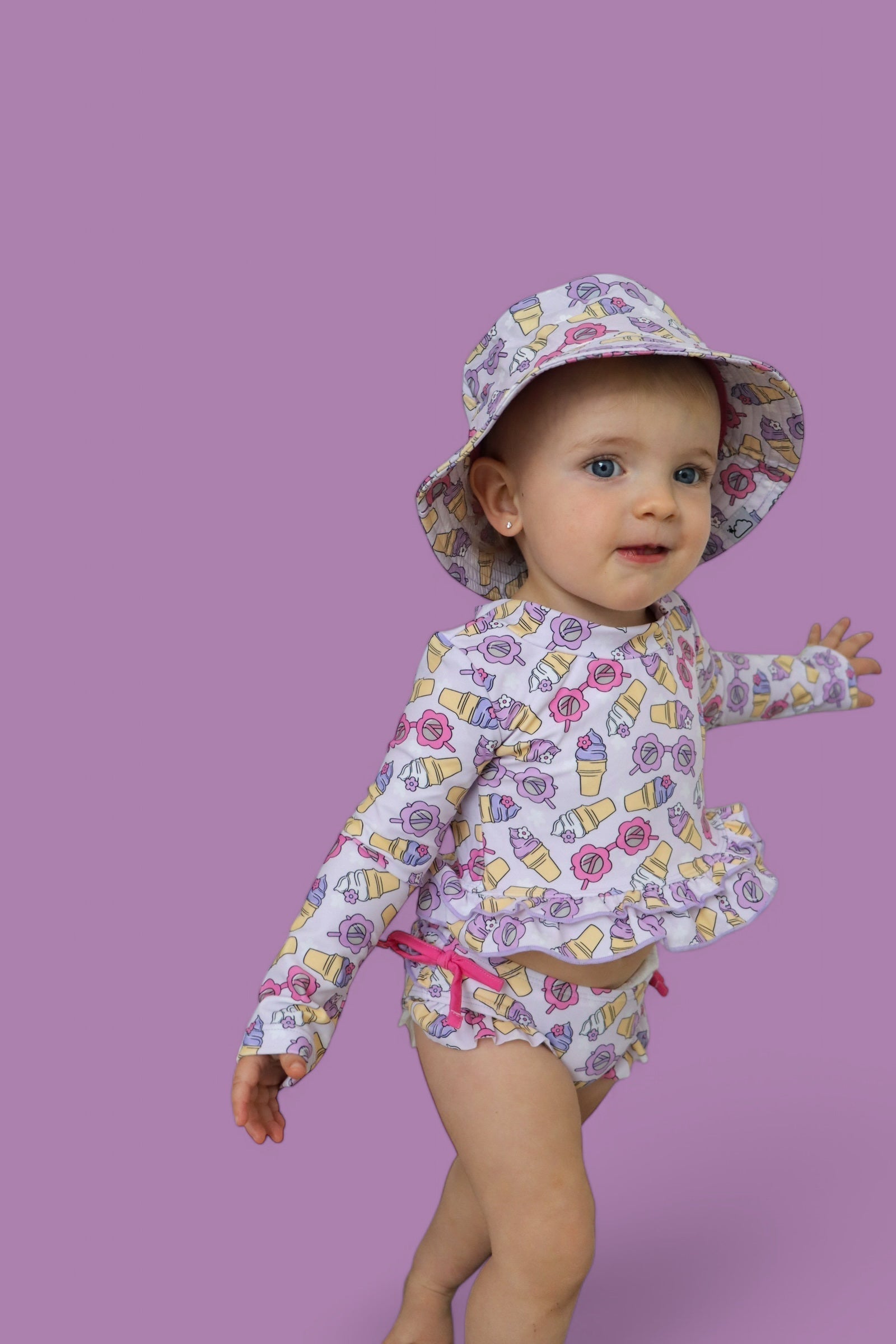 DREAM BIG LITTLE CO SWEET SUMMER DREAM RASH GUARD RUFFLE TWO - PIECE SWIM SUITEveretts Place