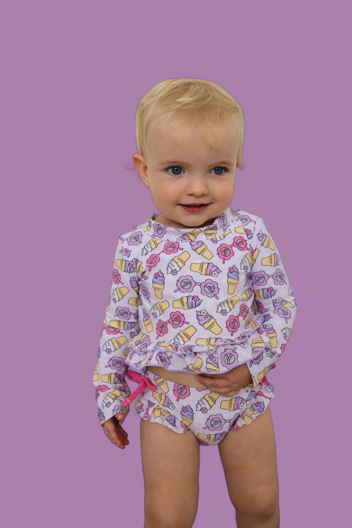 DREAM BIG LITTLE CO SWEET SUMMER DREAM RASH GUARD RUFFLE TWO - PIECE SWIM SUITEveretts Place