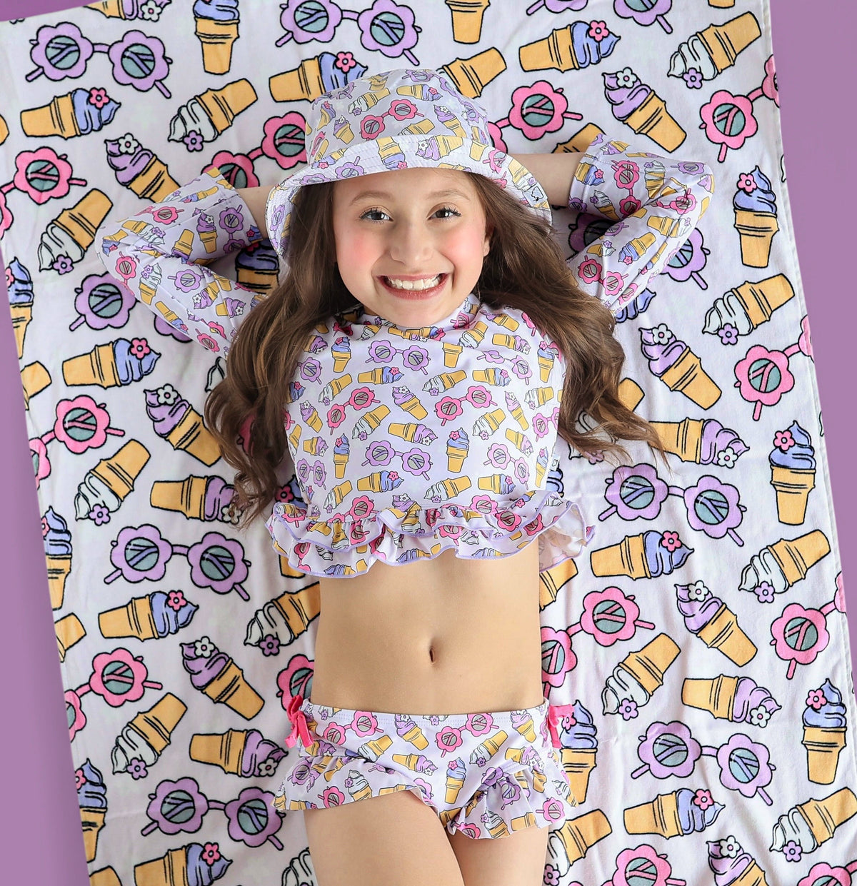 DREAM BIG LITTLE CO SWEET SUMMER DREAM RASH GUARD RUFFLE TWO - PIECE SWIM SUITEveretts Place