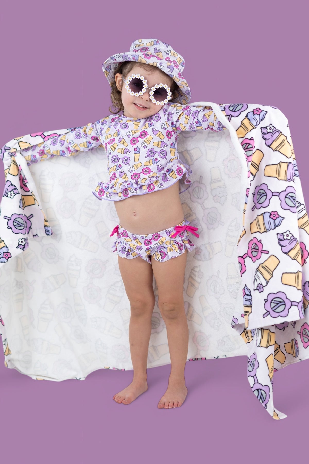 DREAM BIG LITTLE CO SWEET SUMMER DREAM RASH GUARD RUFFLE TWO - PIECE SWIM SUITEveretts Place