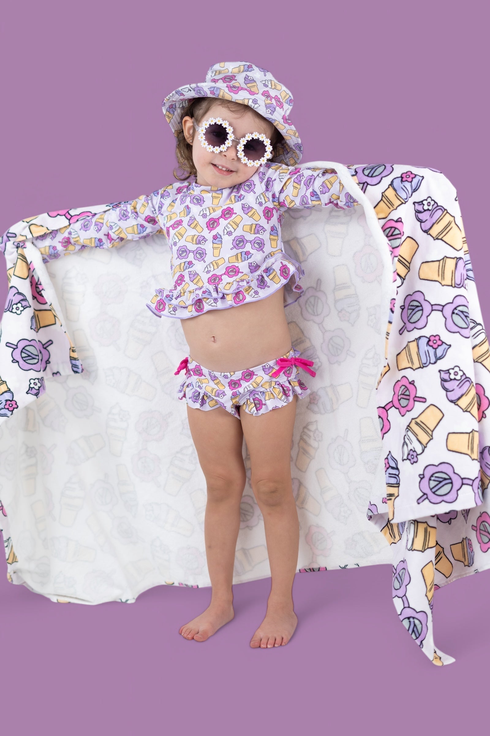 DREAM BIG LITTLE CO SWEET SUMMER DREAM RASH GUARD RUFFLE TWO - PIECE SWIM SUITEveretts Place