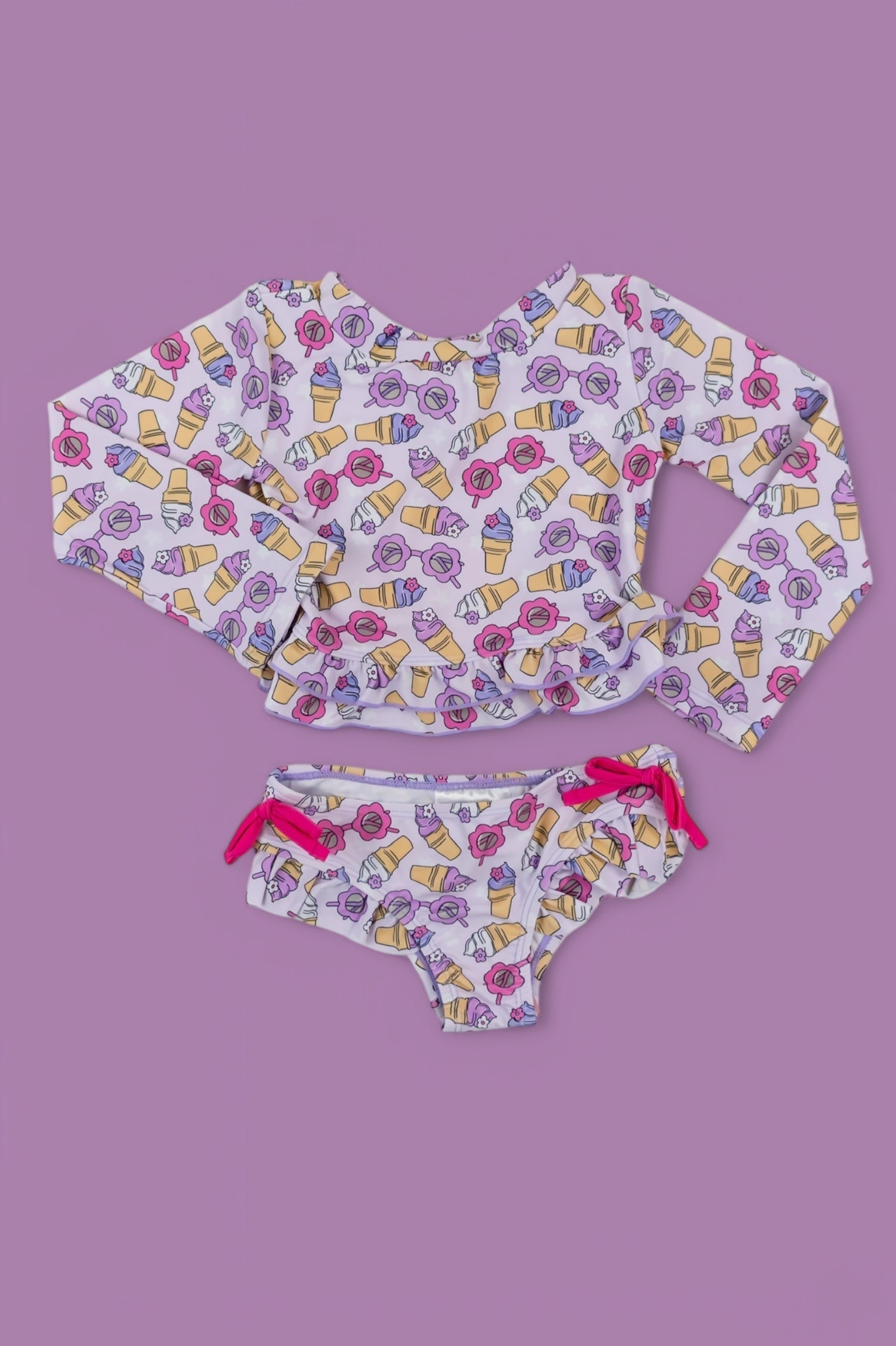 DREAM BIG LITTLE CO SWEET SUMMER DREAM RASH GUARD RUFFLE TWO - PIECE SWIM SUITEveretts Place