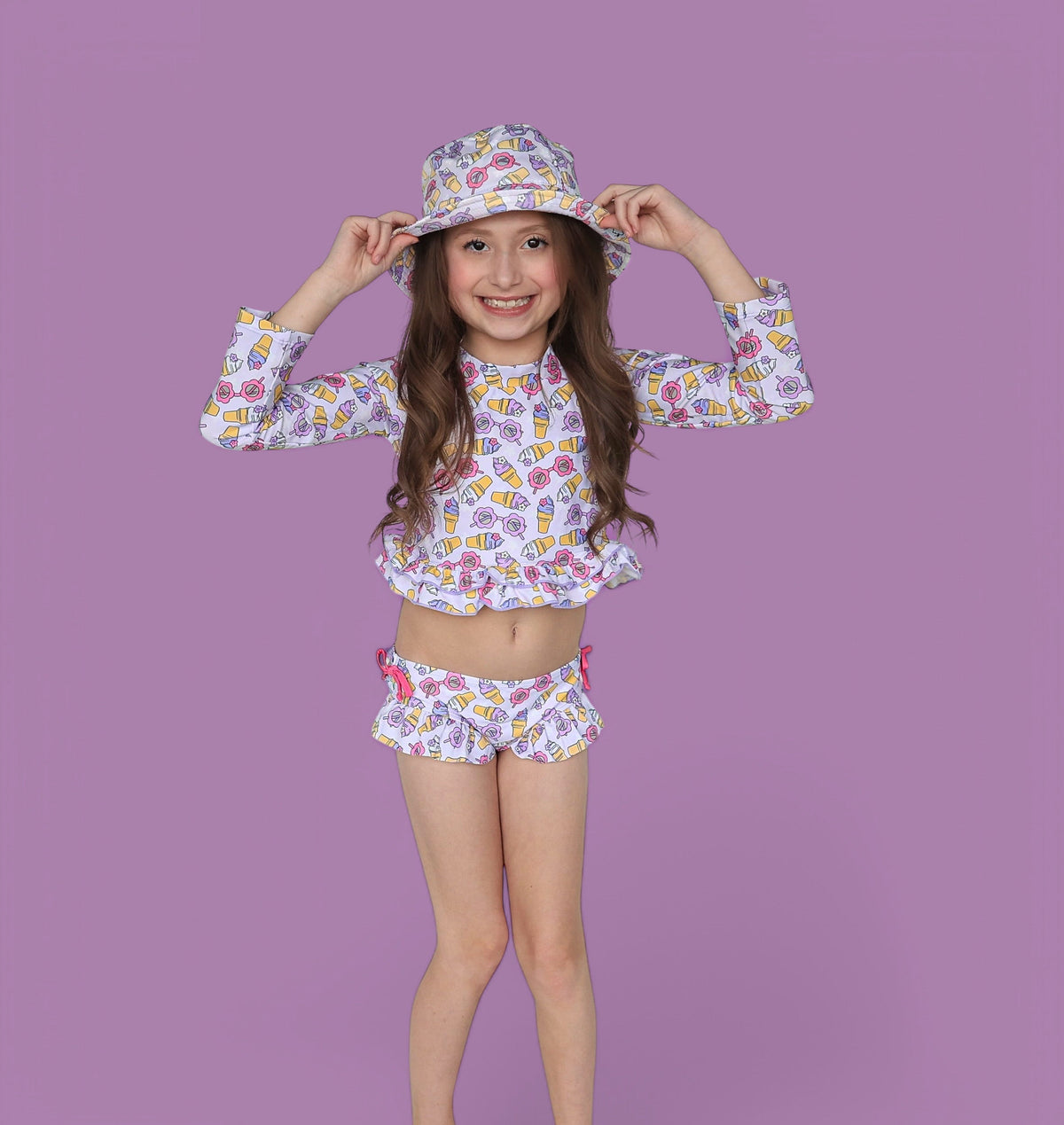 DREAM BIG LITTLE CO SWEET SUMMER DREAM RASH GUARD RUFFLE TWO - PIECE SWIM SUITEveretts Place