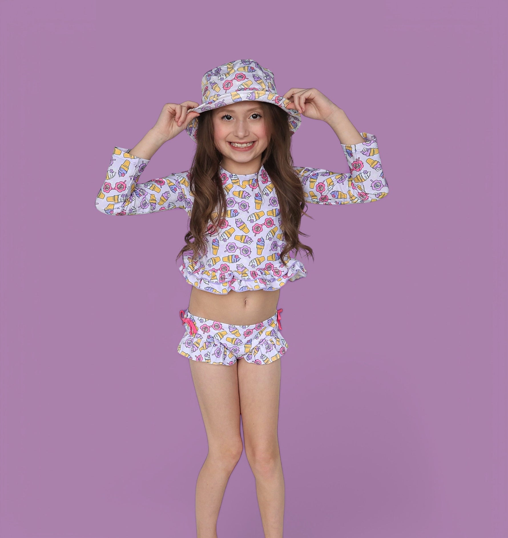 DREAM BIG LITTLE CO SWEET SUMMER DREAM RASH GUARD RUFFLE TWO - PIECE SWIM SUITEveretts Place