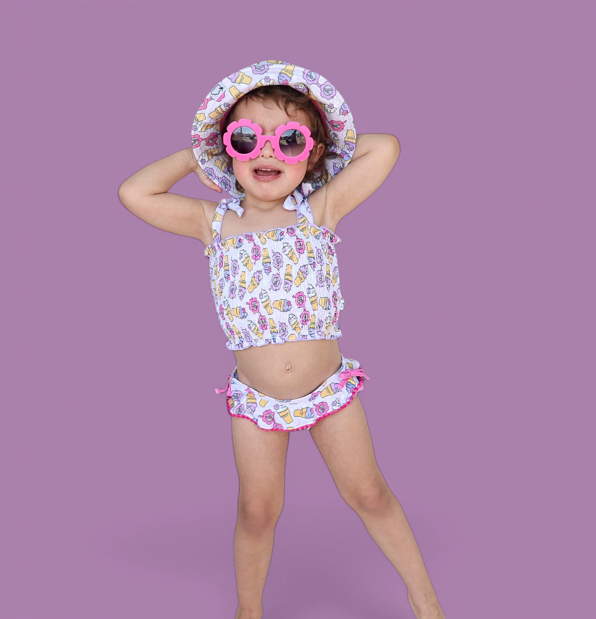 DREAM BIG LITTLE CO SWEET SUMMER DREAM SMOCKED TANKINI TWO PIECE SWIM SUITEveretts Place