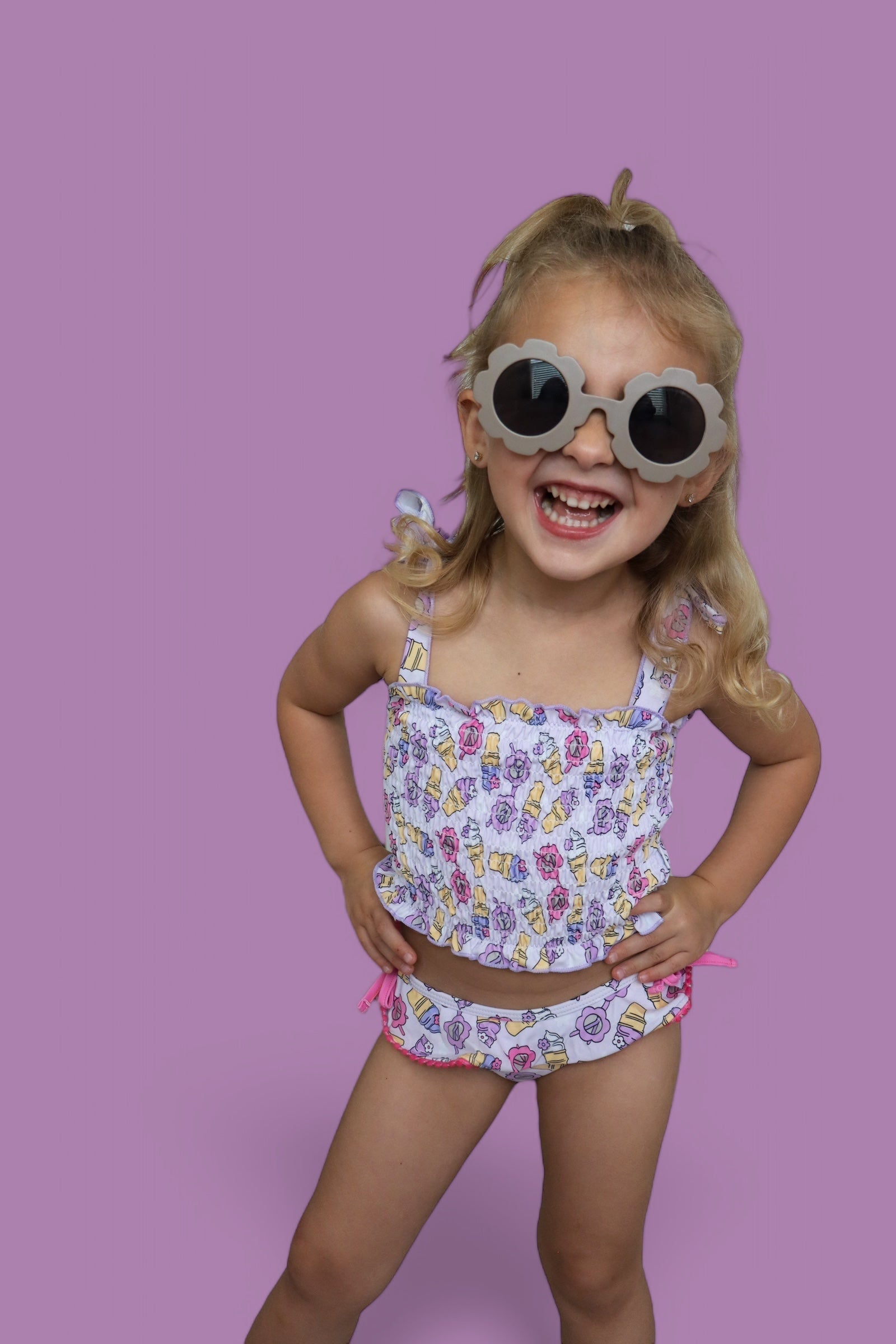 DREAM BIG LITTLE CO SWEET SUMMER DREAM SMOCKED TANKINI TWO PIECE SWIM SUITEveretts Place