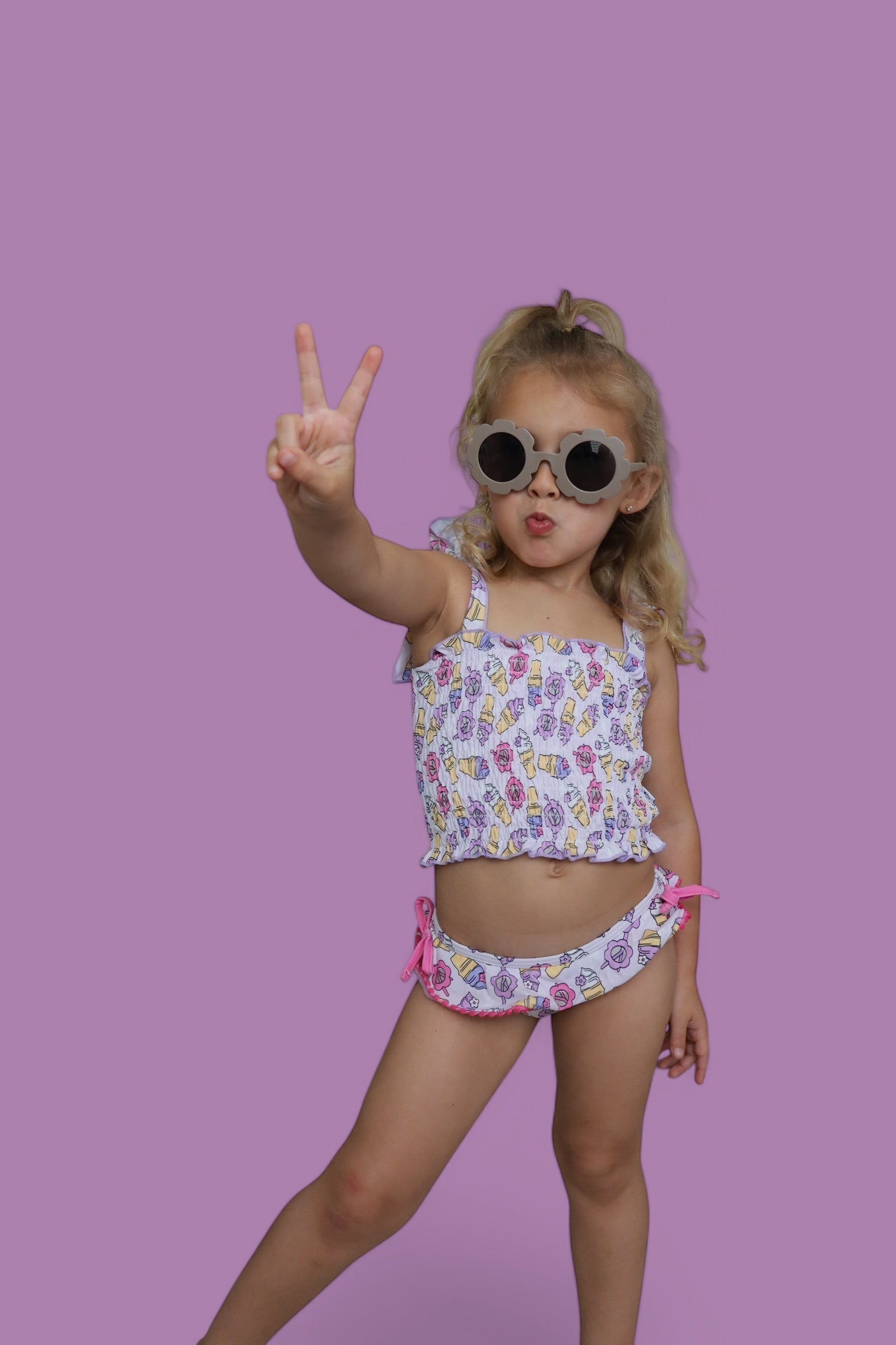 DREAM BIG LITTLE CO SWEET SUMMER DREAM SMOCKED TANKINI TWO PIECE SWIM SUITEveretts Place