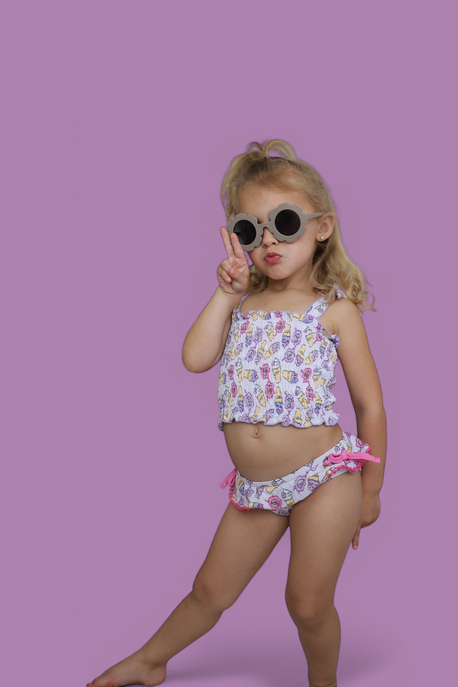 DREAM BIG LITTLE CO SWEET SUMMER DREAM SMOCKED TANKINI TWO PIECE SWIM SUITEveretts Place