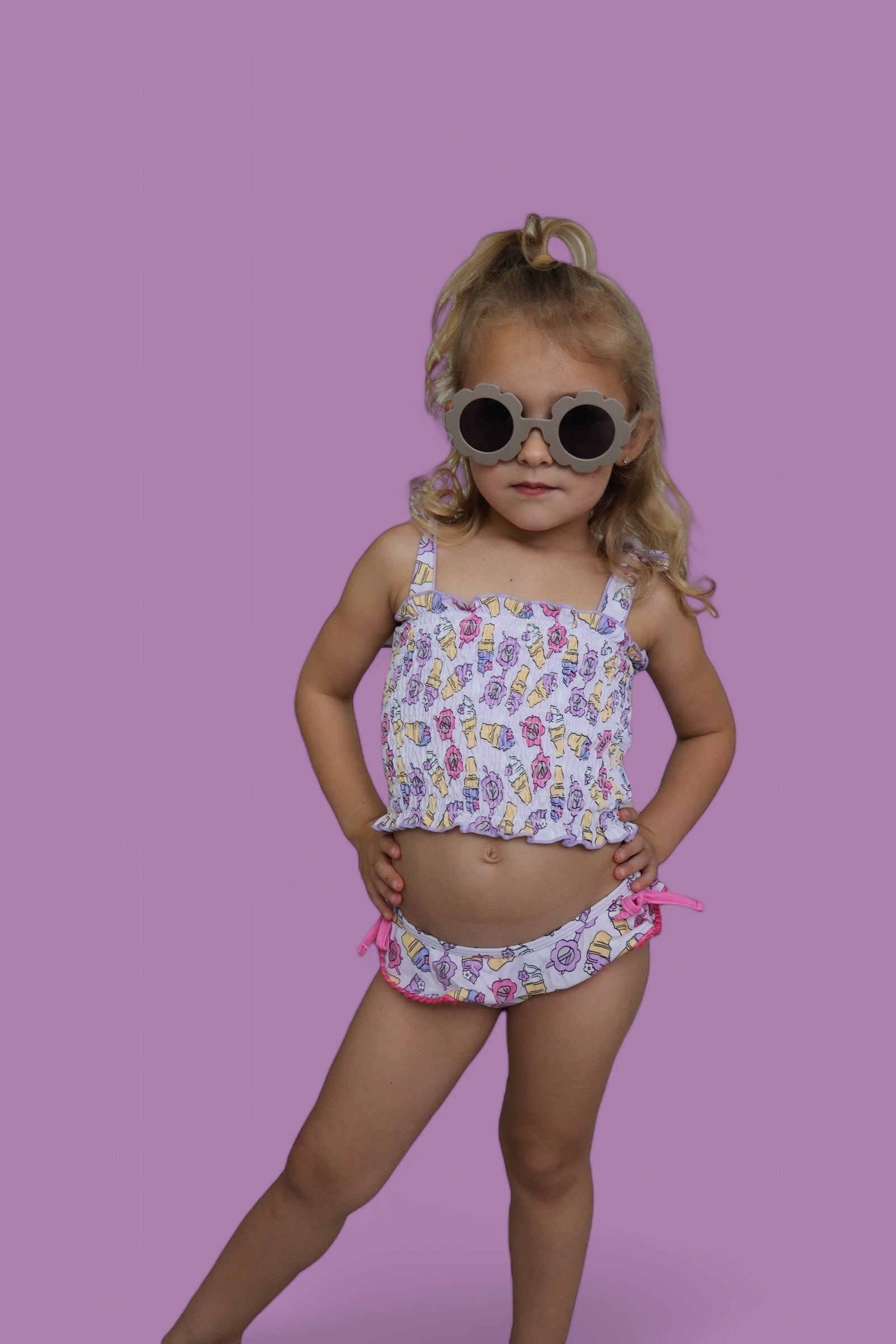 DREAM BIG LITTLE CO SWEET SUMMER DREAM SMOCKED TANKINI TWO PIECE SWIM SUITEveretts Place