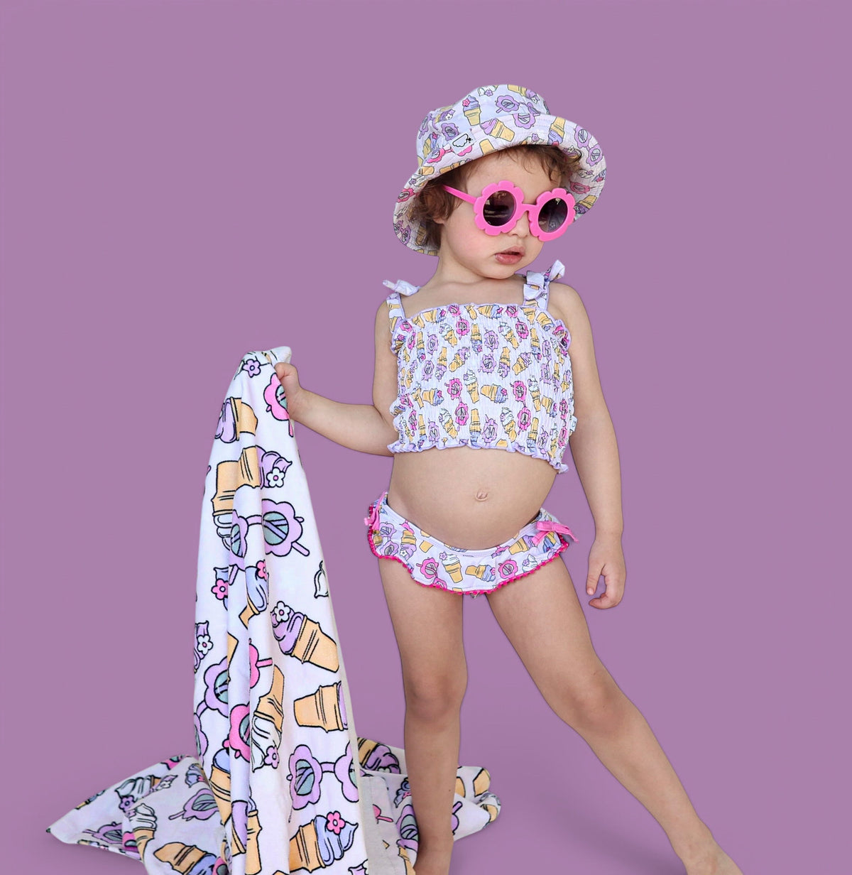 DREAM BIG LITTLE CO SWEET SUMMER DREAM SMOCKED TANKINI TWO PIECE SWIM SUITEveretts Place