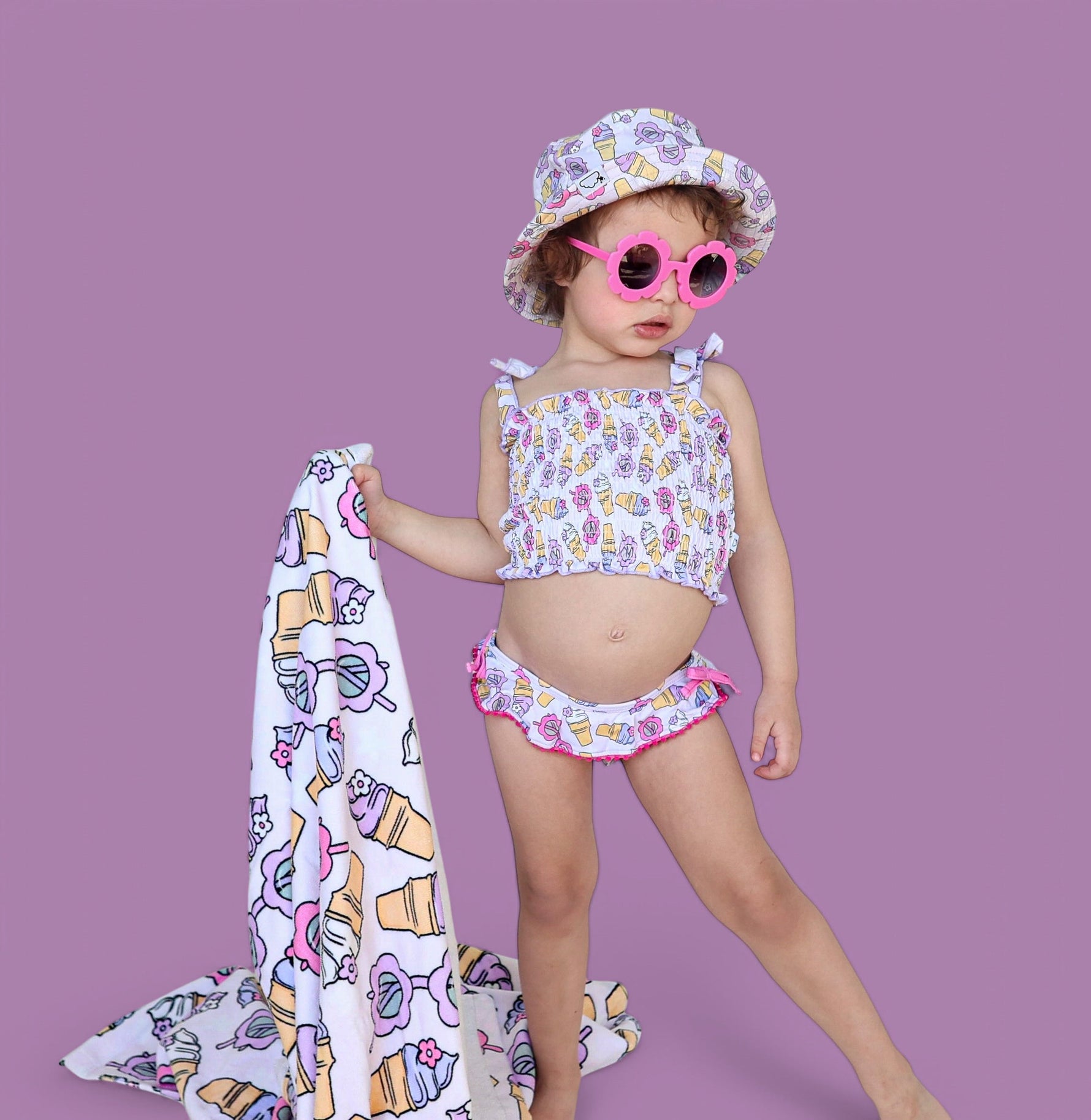 DREAM BIG LITTLE CO SWEET SUMMER DREAM SMOCKED TANKINI TWO PIECE SWIM SUITEveretts Place