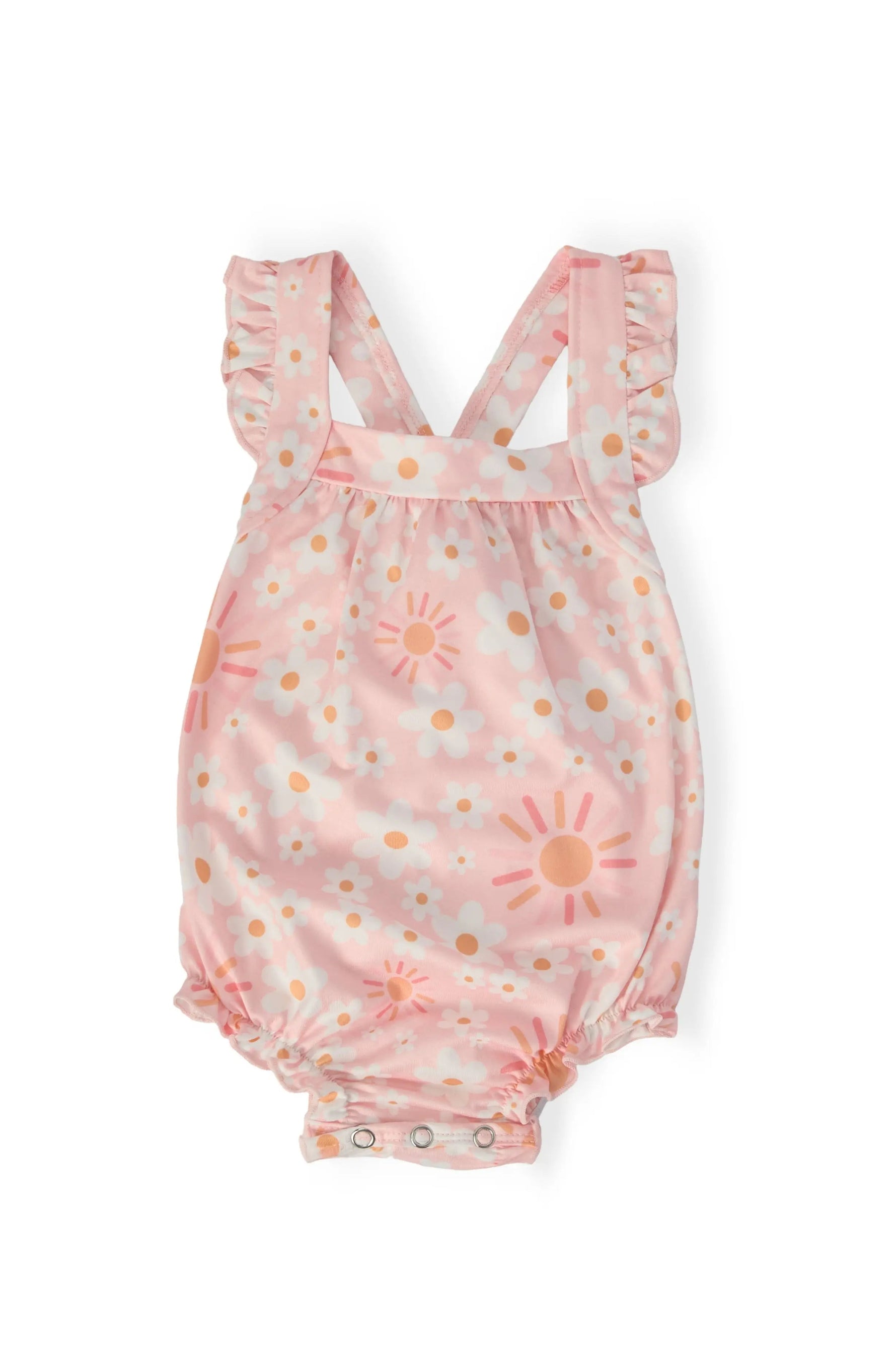Mila & Rose ® Sweet & Sunny Ruffle Cross Back Romper - 