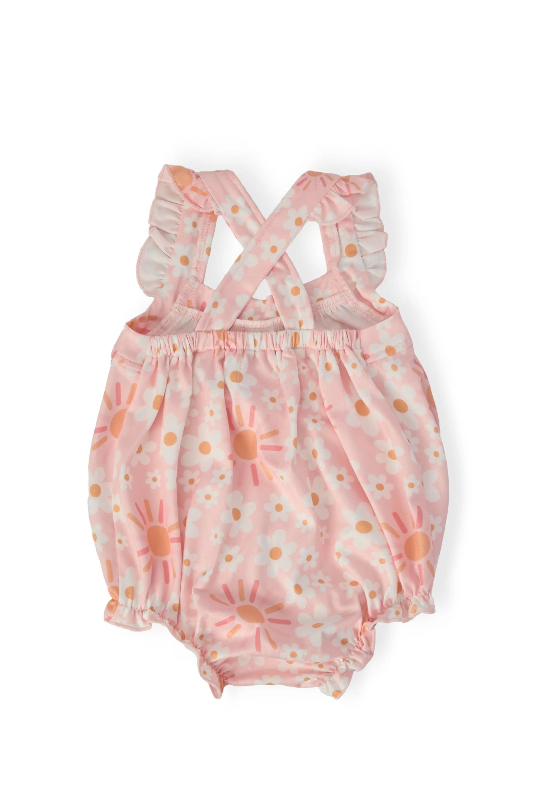 Mila & Rose ® Sweet & Sunny Ruffle Cross Back Romper - 