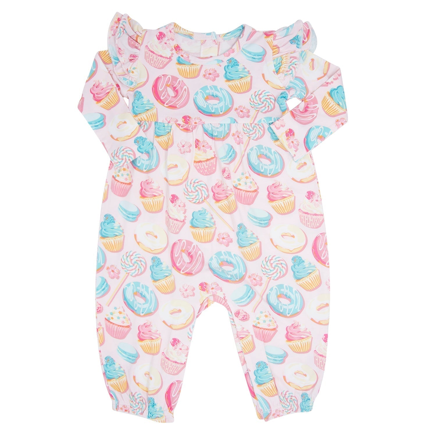 Sweet Tooth Flutter Sleeve Romper For Baby Girls Everyday Sweet Bamboo Everetts Place: Online Boutique