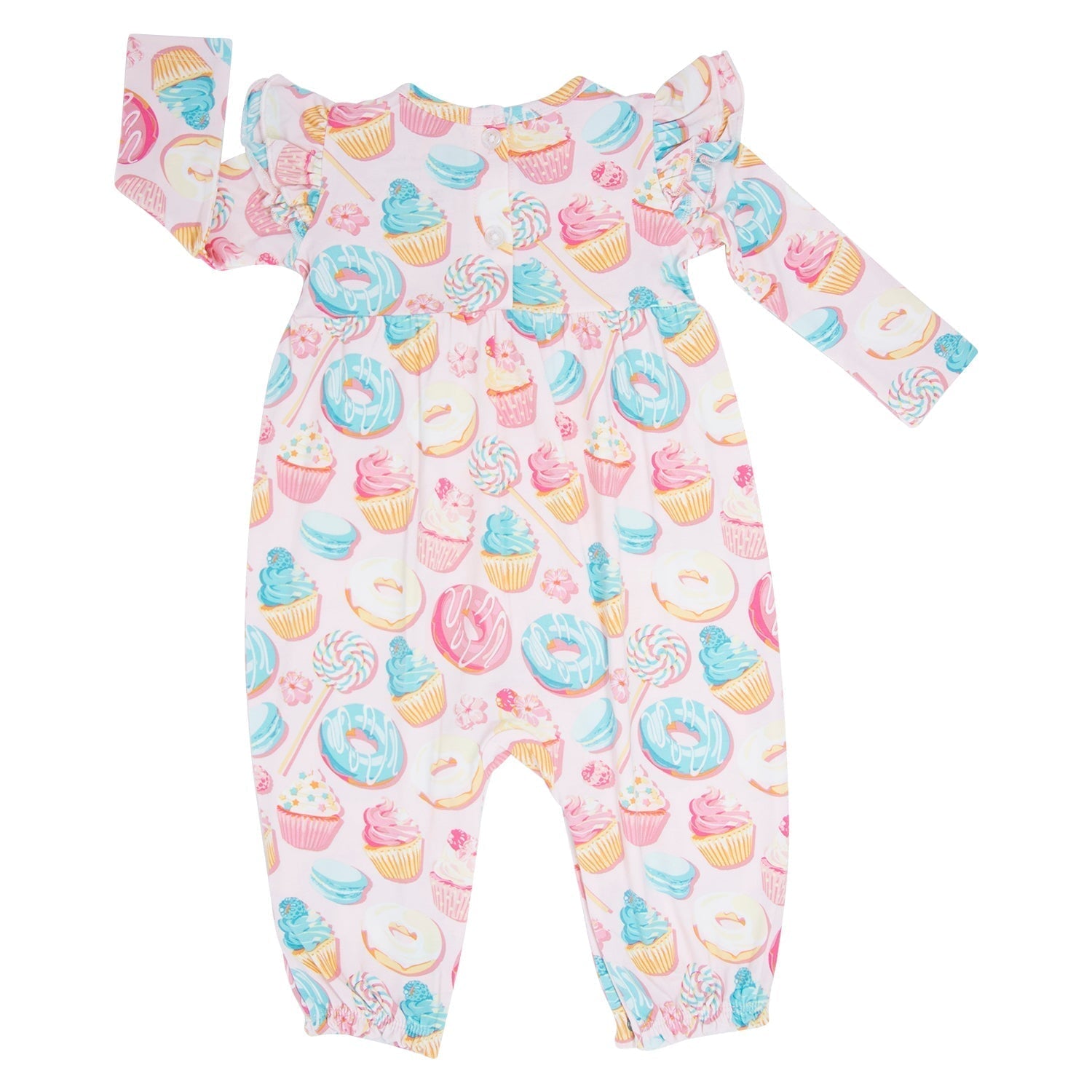 Sweet Tooth Flutter Sleeve Romper For Baby Girls Everyday Sweet Bamboo Everetts Place: Online Boutique
