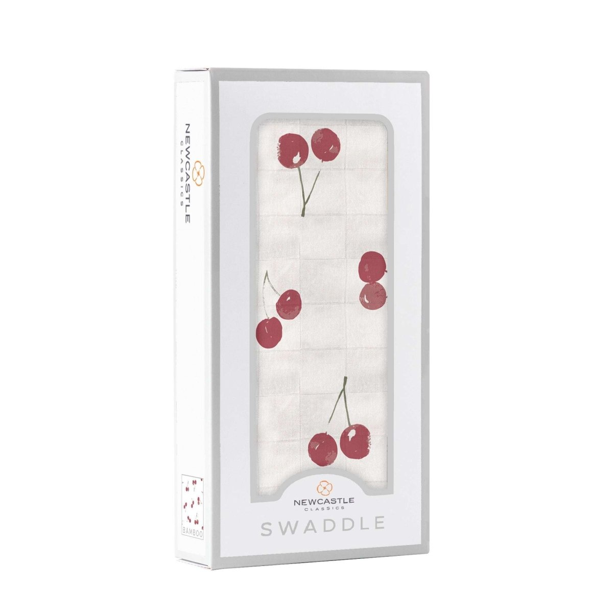 Newcastle Classics Sweetheart Cherry Bamboo Swaddle Blanket with Breathable Muslin for Babies - 