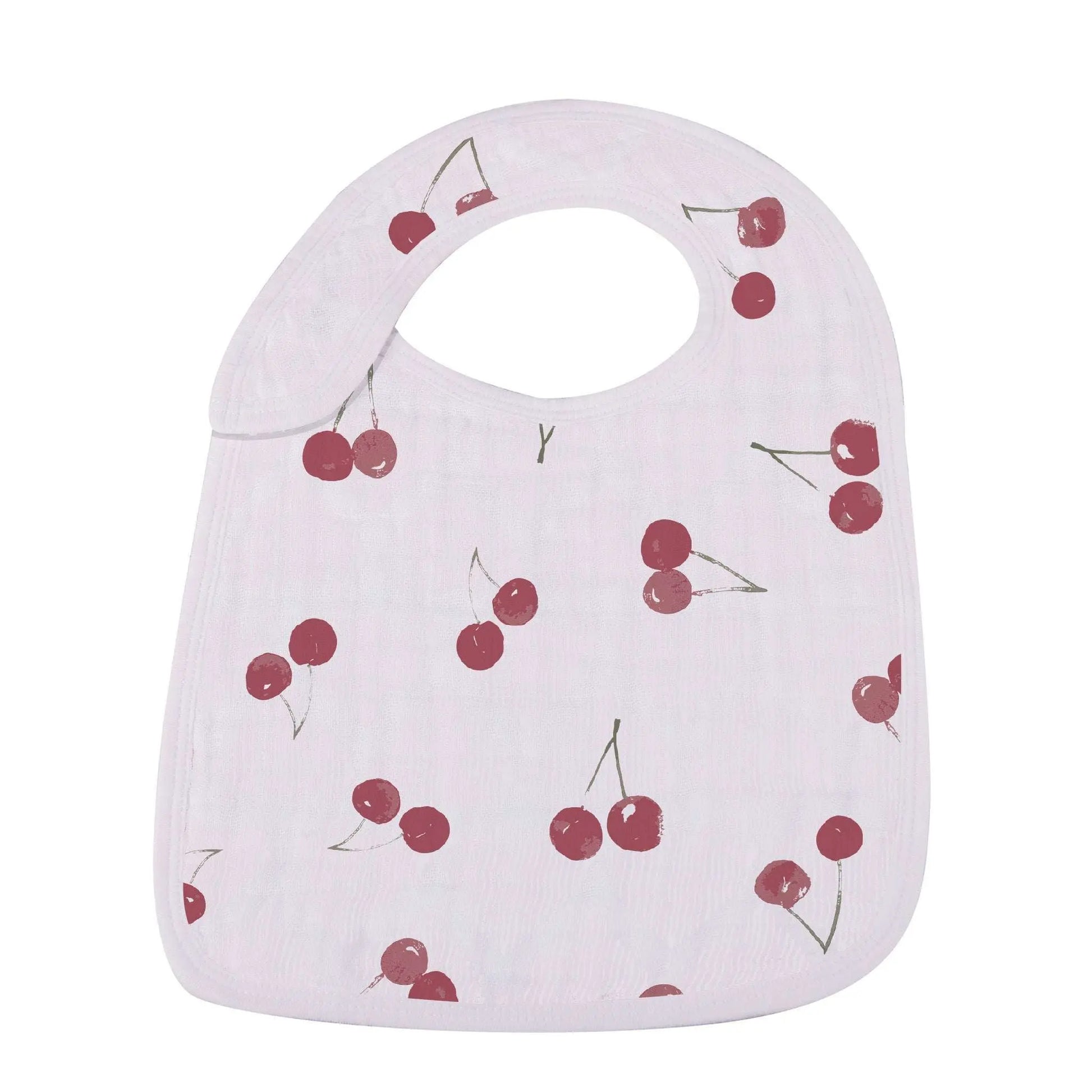 Sweetheart Cherry Hearts Snap Bib Set 100 Percent Natural Bamboo Muslin Newcastle Classics