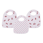 Newcastle Classics Sweetheart Cherry Hearts Snap Bib Set with Ultra Soft Bamboo for Babies - 