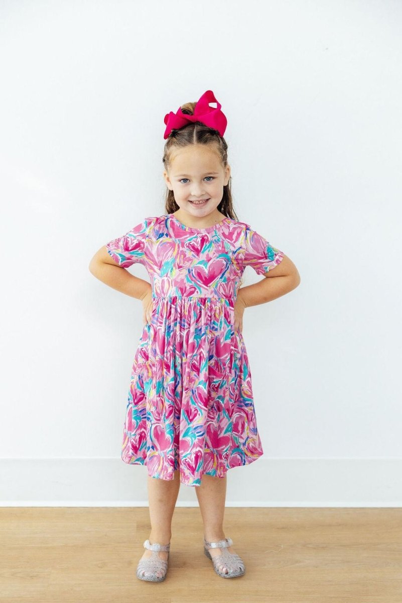 Mila & Rose ® Sweetheart Scribble S/S Pocket Twirl Dress - 