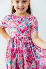 Mila & Rose ® Sweetheart Scribble S/S Pocket Twirl Dress - 