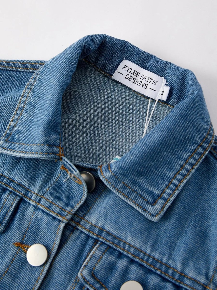 Rylee Faith Designs Swiftie Girls Denim Vest with Embroidered Patch - 