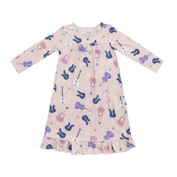 Girls Boho Tea Length Dress With Long Sleeves And Pockets