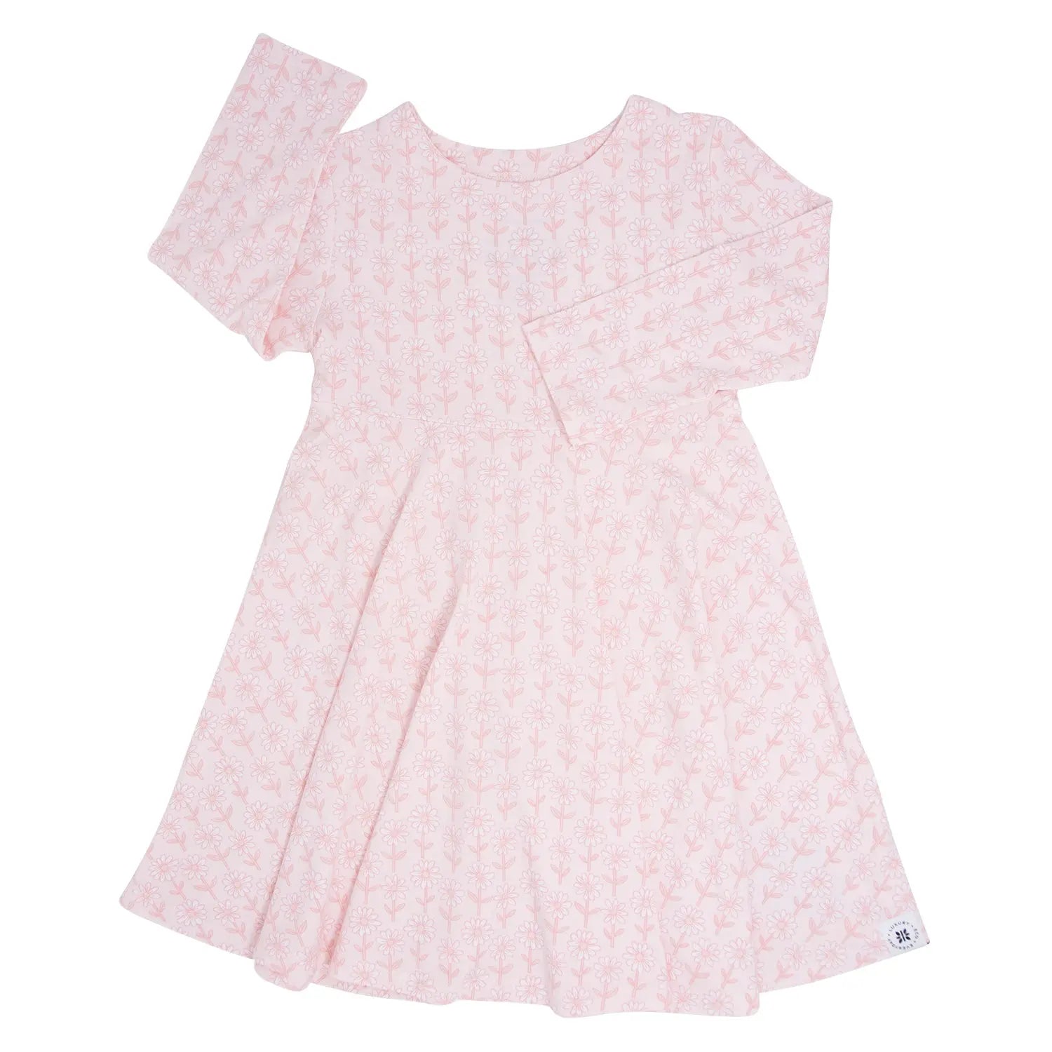 Swirly Girl Dress Knee Length Long Sleeves Empire Waistline Extra Stretch Neckline Flexible Active Lifestyle Sweet Bamboo