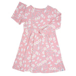Sweet Bamboo Swirly Girl Knee Length Dress with Long Sleeves for Little Girls - Dresses