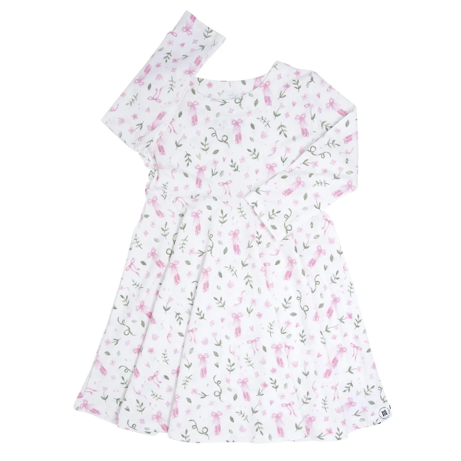 Swirly Girl Dress Knee Length Long Sleeve Empire Waistline Sweet Bamboo