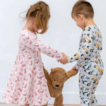 Sweet Bamboo Stylish Pink Swirl Dress with Cap Sleeves for Everyday Wear - Dresses