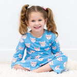 Pretty Pink Cat Swirly Girl Dress for Everyday Wear with Long Sleeves and Empire Waistline Sweet Bamboo