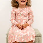 Sweet Bamboo Swirly Girl Knee Length Dress with Long Sleeves for Little Girls - Dresses