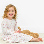 Swirly Girl Dress Knee Length Long Sleeve Empire Waistline Flexible Neckline Sweet Bamboo