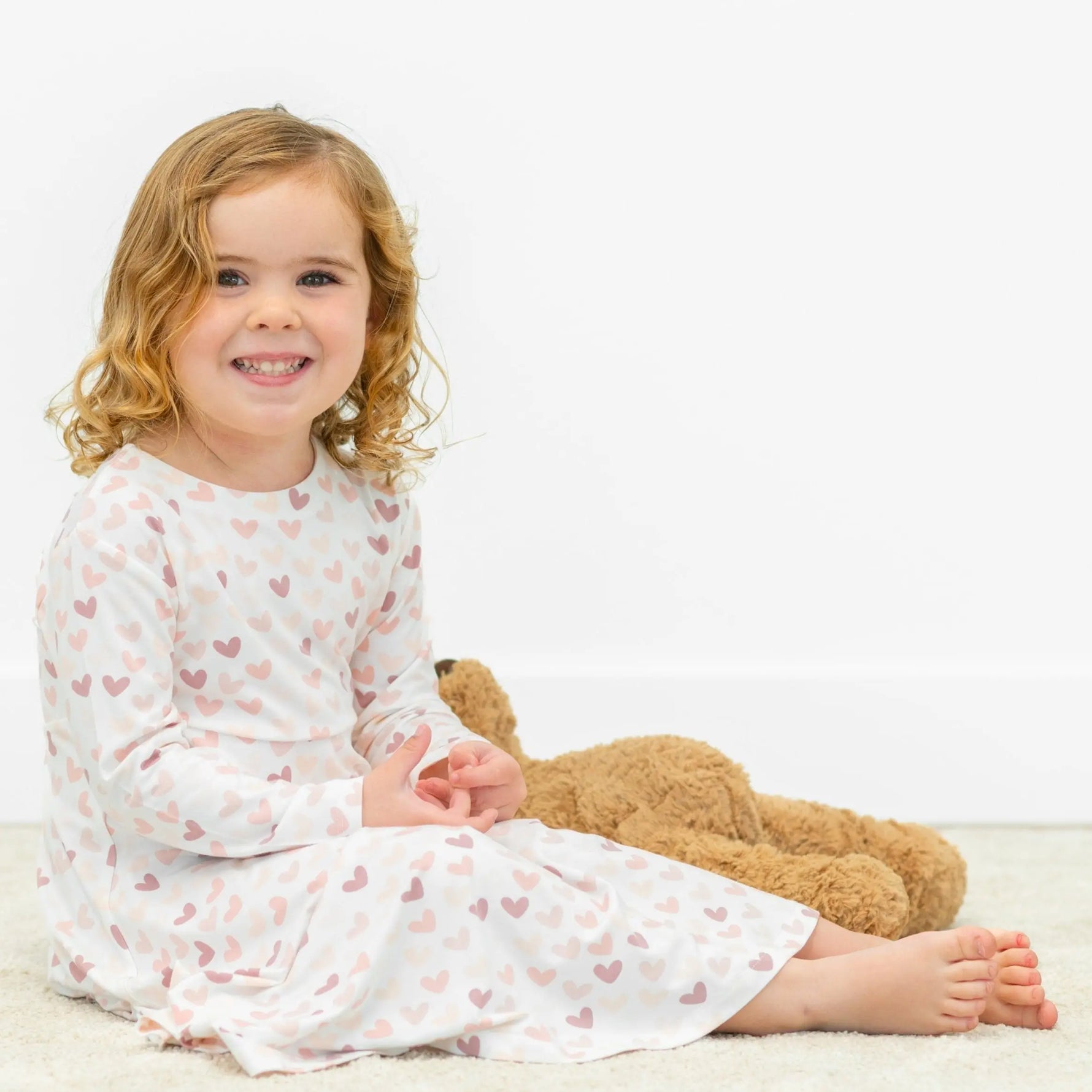 Swirly Girl Dress Knee Length Long Sleeve Empire Waistline Flexible Neckline Sweet Bamboo