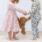 Sweet Bamboo Stylish Pink Swirl Dress with Cap Sleeves for Everyday Wear - Dresses