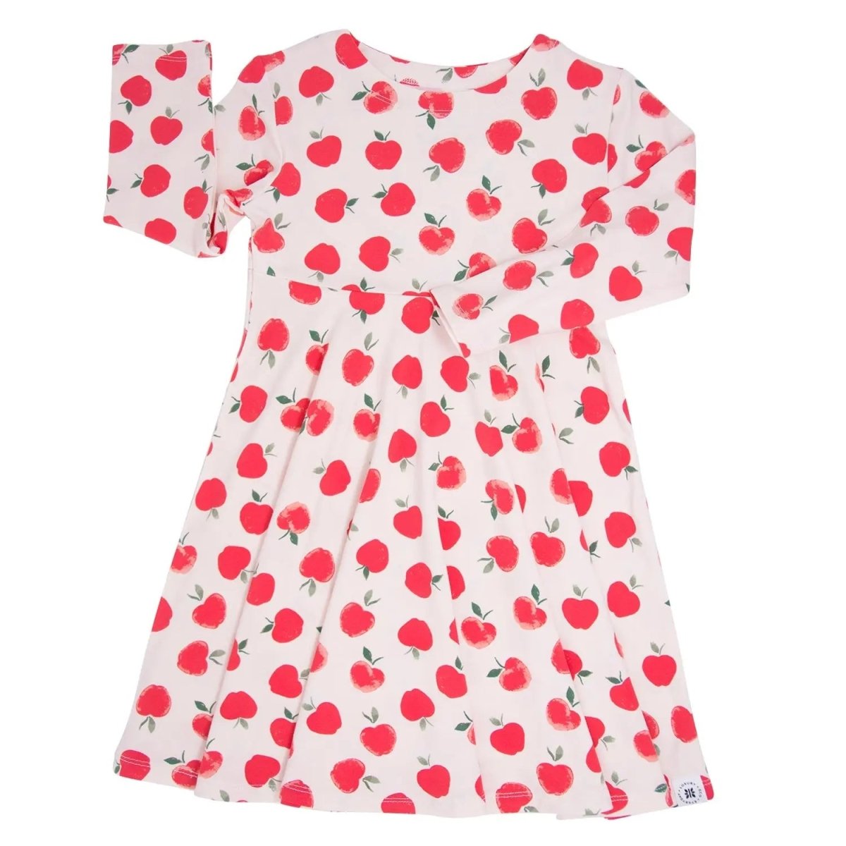 Sweet Bamboo Swirly Girl Dress Knee Length Long Sleeve with Empire Waist for Young Girls - 