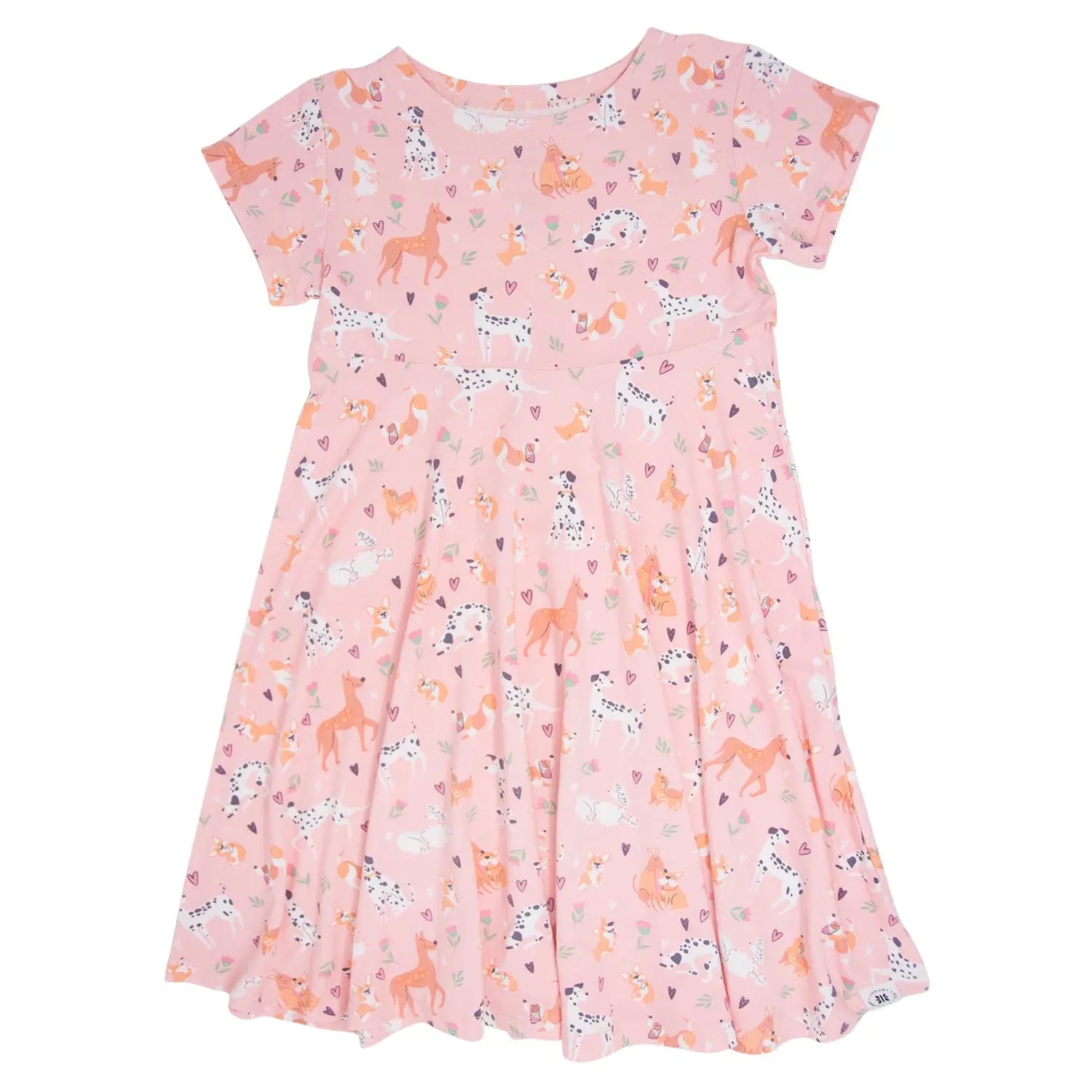 Sweet Bamboo Dalmatian Poodle Puppy Dress with Cap Sleeves for Active Girls - Apparel & Accessories > Clothing > Dresses Dresses