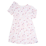 Sweet Bamboo Swirly Girl Dress with Flexible Neckline for Active Young Girls - 