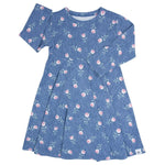 Sweet Bamboo Swirly Girl Dress with Knee Length and Long Sleeves for Active Girls - 