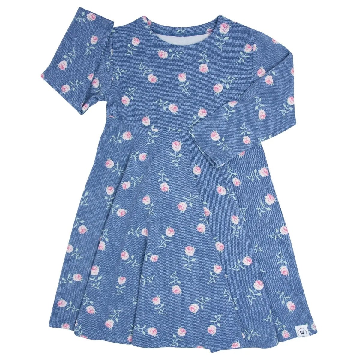 Sweet Bamboo Swirly Girl Dress with Knee Length and Long Sleeves for Active Girls - 